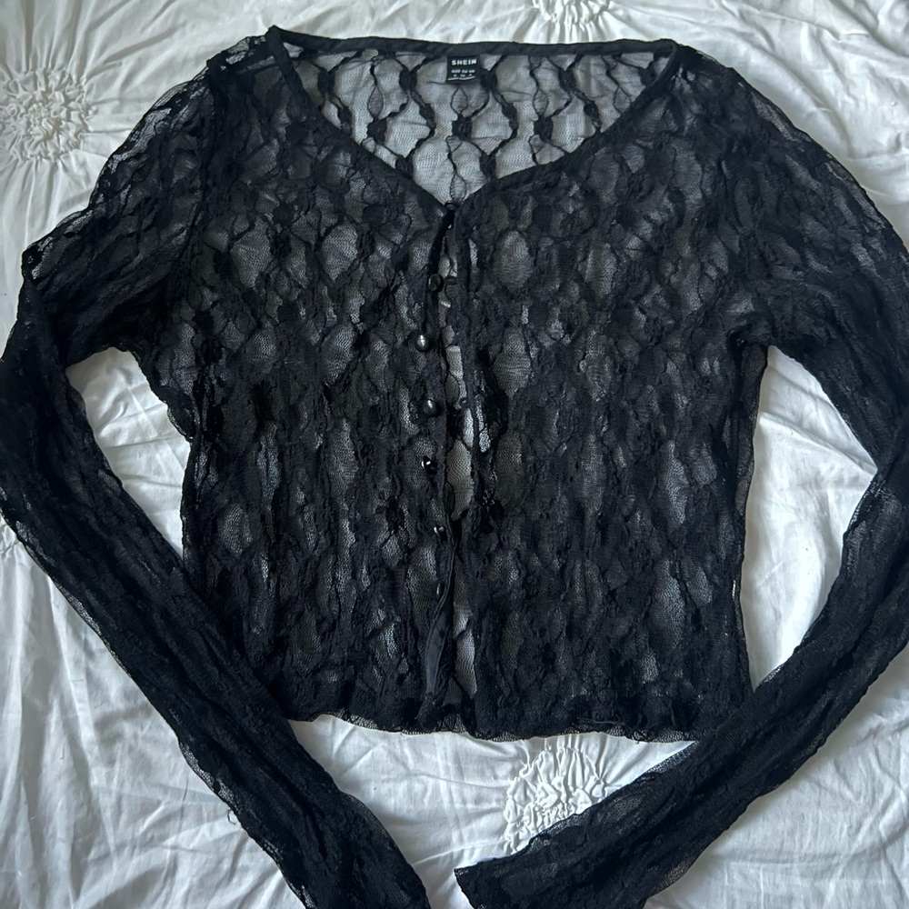 Black Lace Long Sleeve Cardigan